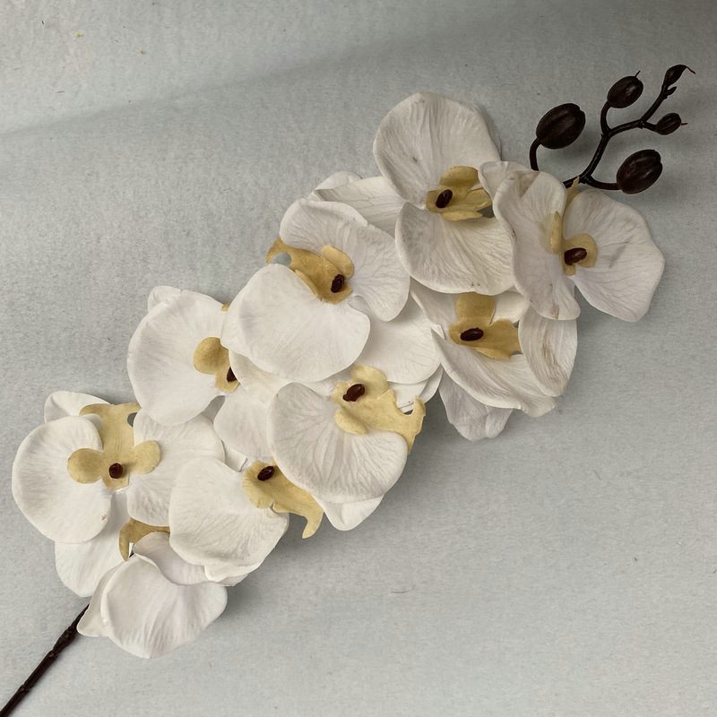 9 heads moth orchid is made of Matt cloth and is available in 11 colors. Artificial orchids are mainly used for decoration and flower arrangement. Artificial orchids are common in home decoration and can be inserted in vases or pots to add vitality to living rooms, bedrooms and dining rooms. Orchids are beautiful and can mix with roses, hydrangeas, and lilies. Leafhometrade specializes in providing wholesale custom artificial plants.