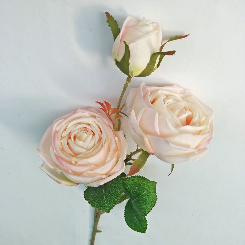 The three-heads rose bouquet is a climbing rose made of silk cloth and available in 8 colors. Artificial roses are used for holiday parties and home decoration. Best match bouquets: delphinium, ball flower, milkweed, clematis, thistle, rose berry, terracotta rose, poet carnation, blueberry. Leafhometrade specializes in providing wholesale custom fake plants.