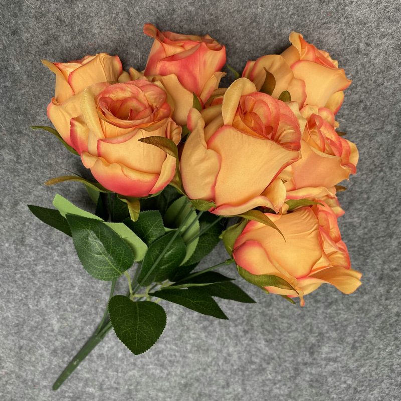 The artificial flowers are Climbing Rose made from 240 brushed fabric and are available in 12 colors. Artificial rose flowers are used for home decoration and wedding flower arrangements. Leafhometrade specializes in providing wholesale custom floral artificial flowers.