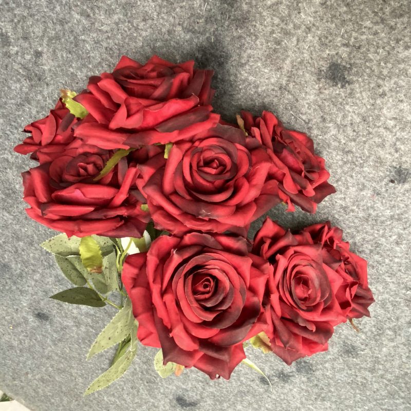 Red Artificial Roses with Long Stems, Realistic Roses Artificial Flowers, Faux Roses, Bulk Fake Flowers for Home Decor, Wedding Party Table Centerpieces, DIY Bouquet/AR5-1