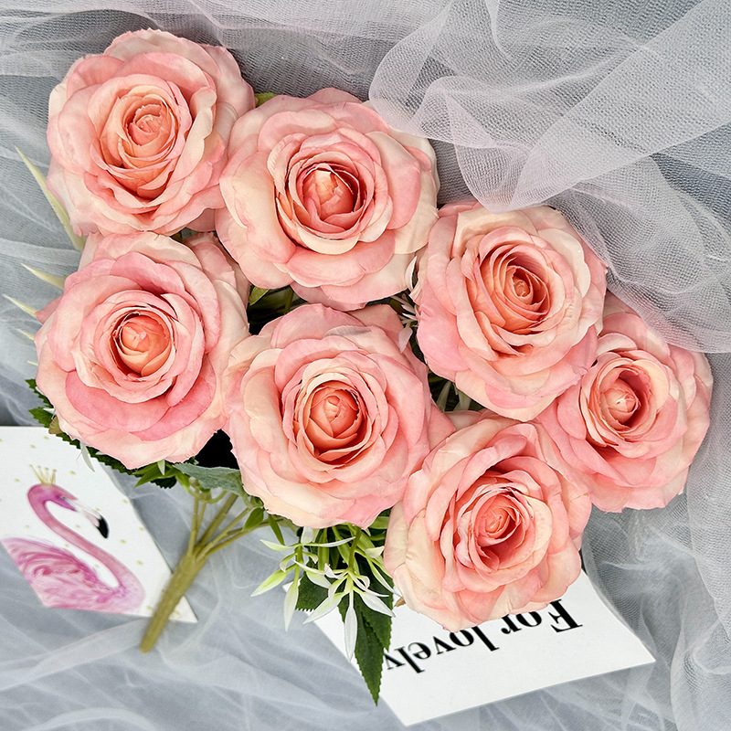 The artificial flowers are English roses made from brushed fabric and are available in 11 colors. Artificial rose flowers are used for home decoration and wedding flower arrangements. Leafhometrade specializes in providing wholesale custom artificial plants.