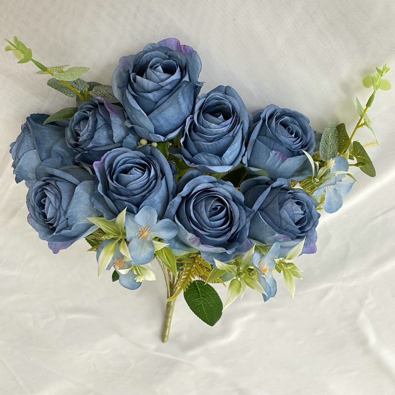 The decoration flowers are Floribunda Roses, made of Coated cloth, and available in 10 colors. Artificial rose flowers are used for wedding decoration and party decoration. Leafhometrade specializes in providing wholesale custom artificial flowers.