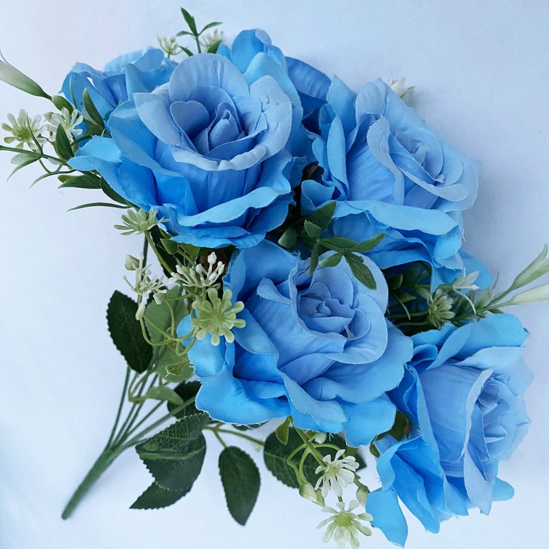 The artificial flowers are Floribunda Roses made from brushed fabric and are available in 16 colors. Artificial rose flowers are used for home decoration and wedding flower arrangements. Leafhometrade specializes in providing wholesale custom artificial plants.