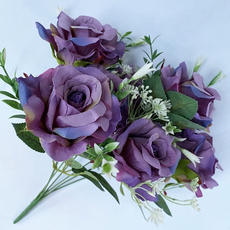 The artificial flowers are Floribunda Roses made from brushed fabric and are available in 16 colors. Artificial rose flowers are used for home decoration and wedding flower arrangements. Leafhometrade specializes in providing wholesale custom artificial plants.