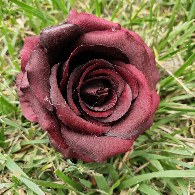 Dark Red Artificial Flowers Bulk Stemless Fake Roses for Wedding Decorations Bouquets/AR4-head