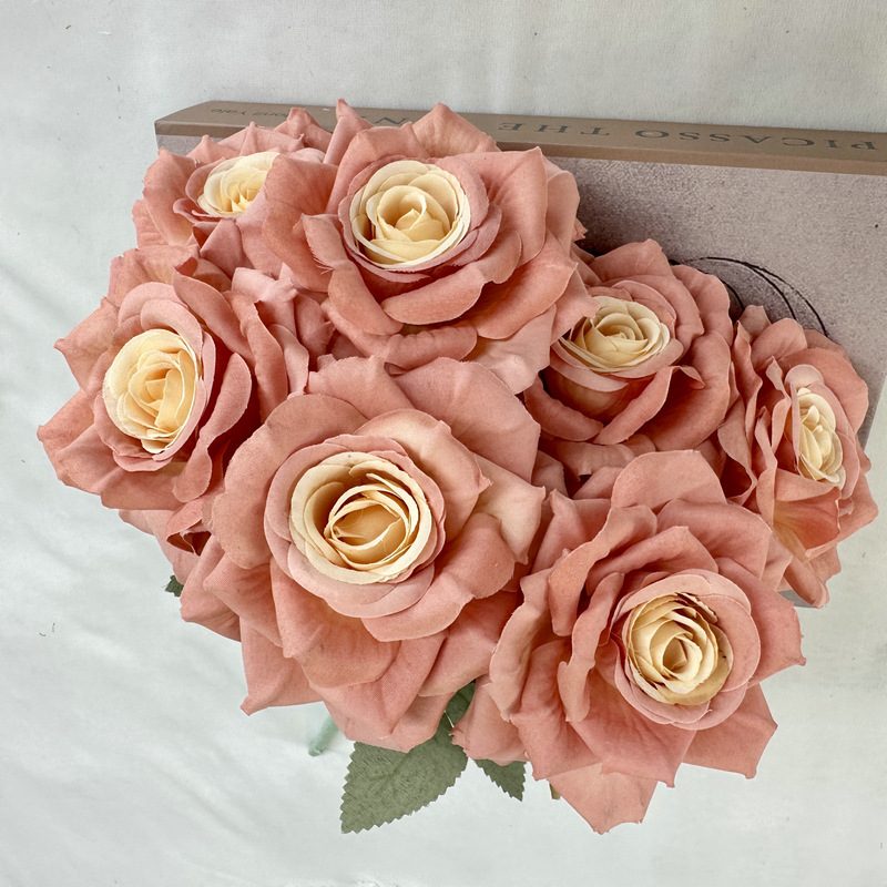 The fake floral are Shrub Rose, made of silk cloth, and available in 9 colors. Artificial rose flowers are used for wedding decoration and party decoration. Leafhometrade specializes in providing wholesale custom artificial flowers.