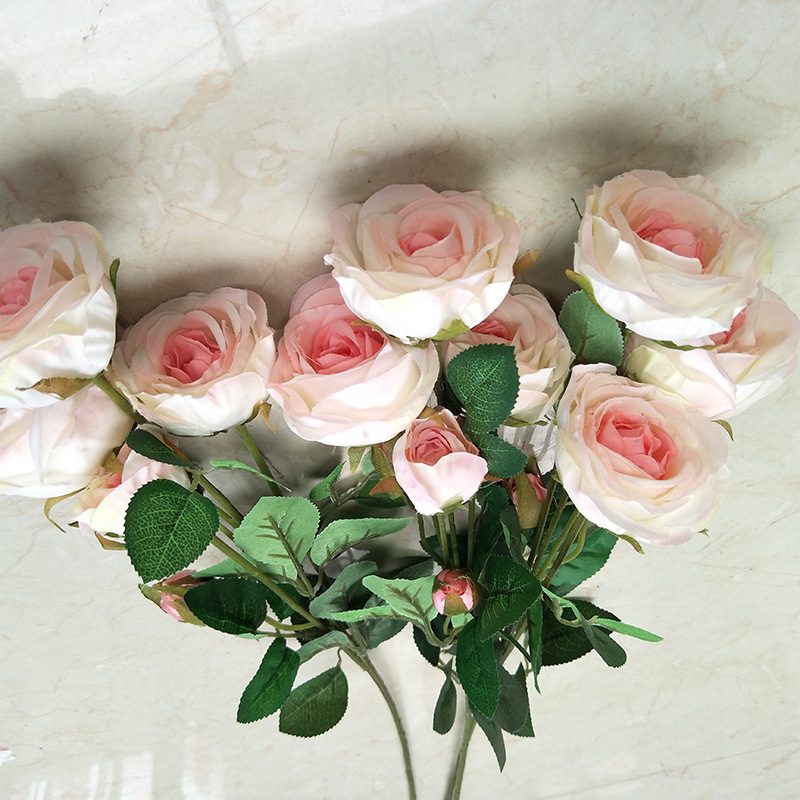 Silk Roses Fake Pink Roses with Stems Real Touch Rose Artificial Flowers for Arrangement Wedding Party Home Decoration/AR10-1