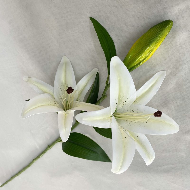 Fake lily flowers are made of 3D printing cloth, available in 6 colors. Lily artificial flowers are used for Car Decor,Exhibition,Home Decor,Hotel Decor,Office Decor. In terms of décor, the Peace Lily can be used as a focal point in a room or as a complement to other decorative elements. Lily flower arrangements can be paired with delphiniums, viburnum, hydrangeas, roses, jasmine, cockscombs, miscanthus, zinnias, cosmos, branches, dahlias, button pompoms, rudbeckias, chrysanthemums, grasses and green leaves.Leafhometrade specializes in providing wholesale custom artificial plants.