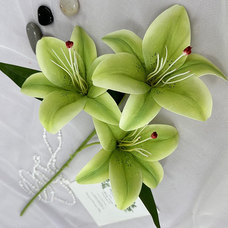 Fake lily flowers are made of 3D printing cloth, available in 10 colors. Lily artificial flowers are used for Car Decor、Exhibition、Home Decor、Hotel Decor、Office Decor. In terms of décor, the Peace Lily can be used as a focal point in a room or as a complement to other decorative elements. . Lily flower arrangement can be matched with Delphinium、Viburnum、Hydrangea、Roses、Jasmine、Celosia、Miscanthus、Zinnias、Cosmos、Branches、dahlias、button poms、Ruscus、Chrysanthemums、Grasses and greenery ect. Leafhometrade specializes in providing wholesale custom artificial plants.