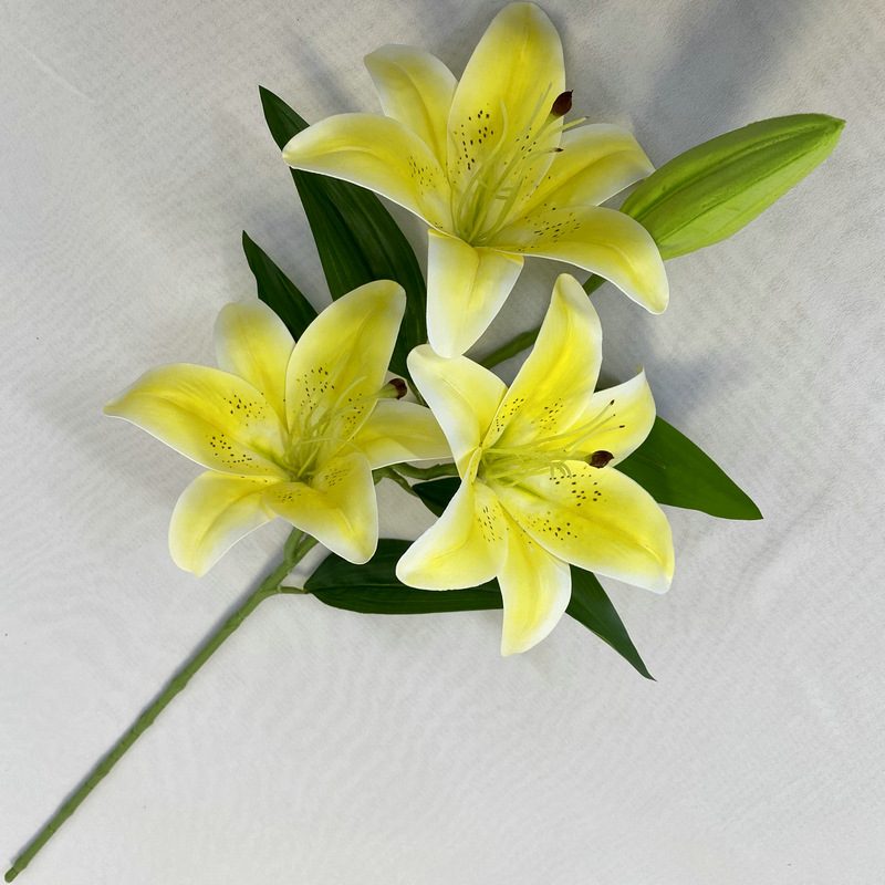 Fake lily flowers are made of 3D printing cloth, available in 7 colors. Lily artificial flowers are used for Car Decor、Exhibition、Home Decor、Hotel Decor、Office Decor. In terms of décor, the Peace Lily can be used as a focal point in a room or as a complement to other decorative elements. . Lily flower arrangement can be matched with Delphinium、Viburnum、Hydrangea、Roses、Jasmine、Celosia、Miscanthus、Zinnias、Cosmos、Branches、dahlias、button poms、Ruscus、Chrysanthemums、Grasses and greenery ect. Leafhometrade specializes in providing wholesale custom artificial plants.