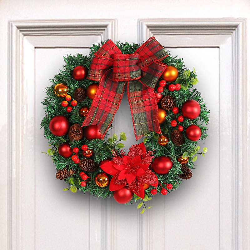 The Christmas wreath is composed of pine cones, Christmas flowers, bow ribbons, Christmas decorative balls, and red berries. Christmas is December 29th. This day is very important to Christians, celebrating the birth of Jesus Christ, the Son of God. Christmas is also a holiday for many non-Christian cultures around the world. Many people are busy preparing for Christmas celebrations, decorating their homes inside and outside. Essential Christmas Items：Wreaths, Stockings, Christmas tree, Christmas Lights, Candles, Ornaments, Garland, Mistletoe, Nativity Scene, Poinsettia, Tinsel, Angels, Bells, Christmas Village, Lawn Decoration, Reindeer, Tree, Tree Topper, Candy Canes, Christmas cards display, Cosy blankets and throws, Gift wrapping, Glowing lanterns, Christmas Villages, Pillows, Doormats, Christmas Tableware, Santa Claus, carriage toys, Tabletop Trees, Sleighs, Inflatable Snowman, stars, snow globes and angels etc. Leafhometrade specializes in providing wholesale custom Christmas decorations.