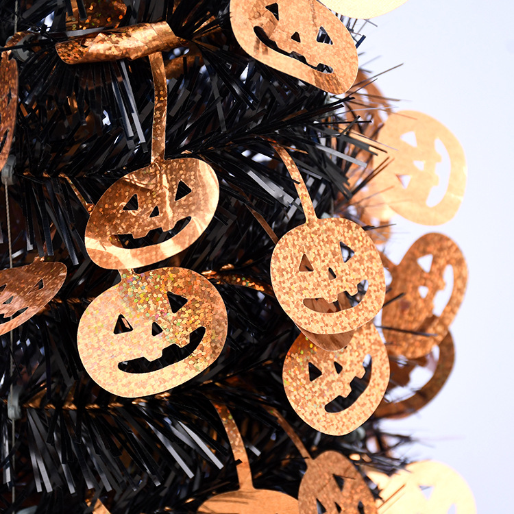 The theme colors of halloween tree are black, purple, white, orange, and green. The halloween tree decorations include skeleton, Witch Legs, ghosts, pumpkins, LED lights, witch hats, eyeballs, roses, ribbons, streamers, spiders, spider webs, dead trees, decorative balls, bows, witch, silhouettes, candles, brooms, bones, snakes, pentagrams, Halloween tree garlands, crow, bat, black cat, maple leaf, jack-o'-lanterns, monster, mummy, gargoyles, demons, candy, etc. The Halloween Tree is a 1993 animated fantasy-drama television film produced by Hanna-Barbera and based on Ray Bradbury's 1973 fantasy novel of the same name. People can learn the origins of the Day of the Dead festival that they celebrate, and the role that the fear of death, ghosts, and the haunts has played in shaping civilization. The Halloween Tree itself, with its many branches laden with jack-o'-lanterns, serves as a metaphor for the historical confluence of these traditions. Leafhometrade specializes in providing wholesale customized halloween decorations.