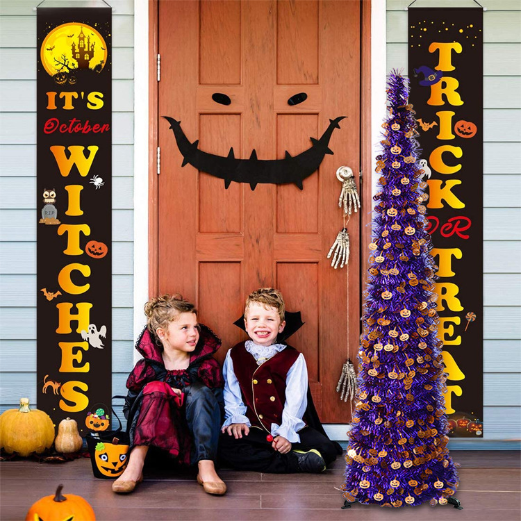 The theme colors of halloween tree are black, purple, white, orange, and green. The halloween tree decorations include skeleton, Witch Legs, ghosts, pumpkins, LED lights, witch hats, eyeballs, roses, ribbons, streamers, spiders, spider webs, dead trees, decorative balls, bows, witch, silhouettes, candles, brooms, bones, snakes, pentagrams, Halloween tree garlands, crow, bat, black cat, maple leaf, jack-o'-lanterns, monster, mummy, gargoyles, demons, candy, etc. The Halloween Tree is a 1993 animated fantasy-drama television film produced by Hanna-Barbera and based on Ray Bradbury's 1973 fantasy novel of the same name. People can learn the origins of the Day of the Dead festival that they celebrate, and the role that the fear of death, ghosts, and the haunts has played in shaping civilization. The Halloween Tree itself, with its many branches laden with jack-o'-lanterns, serves as a metaphor for the historical confluence of these traditions. Leafhometrade specializes in providing wholesale customized halloween decorations.