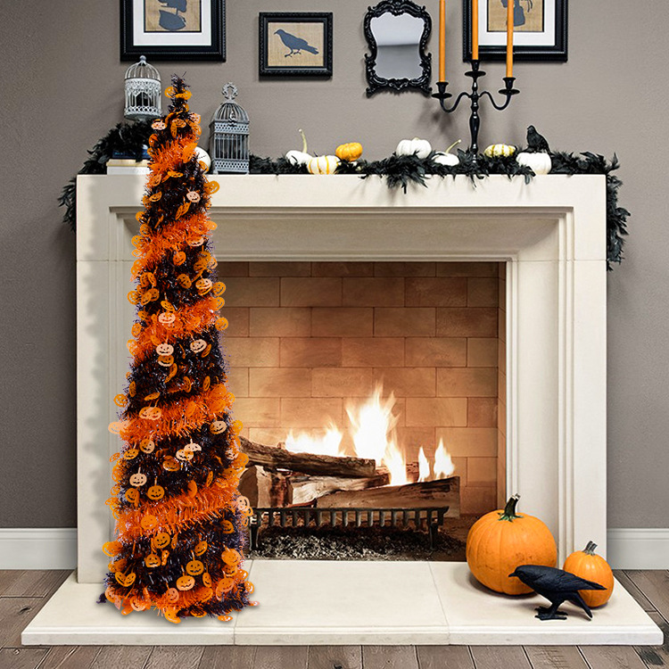 The theme colors of halloween tree are black, purple, white, orange, and green. The halloween tree decorations include skeleton, Witch Legs, ghosts, pumpkins, LED lights, witch hats, eyeballs, roses, ribbons, streamers, spiders, spider webs, dead trees, decorative balls, bows, witch, silhouettes, candles, brooms, bones, snakes, pentagrams, Halloween tree garlands, crow, bat, black cat, maple leaf, jack-o'-lanterns, monster, mummy, gargoyles, demons, candy, etc. The Halloween Tree is a 1993 animated fantasy-drama television film produced by Hanna-Barbera and based on Ray Bradbury's 1973 fantasy novel of the same name. People can learn the origins of the Day of the Dead festival that they celebrate, and the role that the fear of death, ghosts, and the haunts has played in shaping civilization. The Halloween Tree itself, with its many branches laden with jack-o'-lanterns, serves as a metaphor for the historical confluence of these traditions. Leafhometrade specializes in providing wholesale customized halloween decorations.