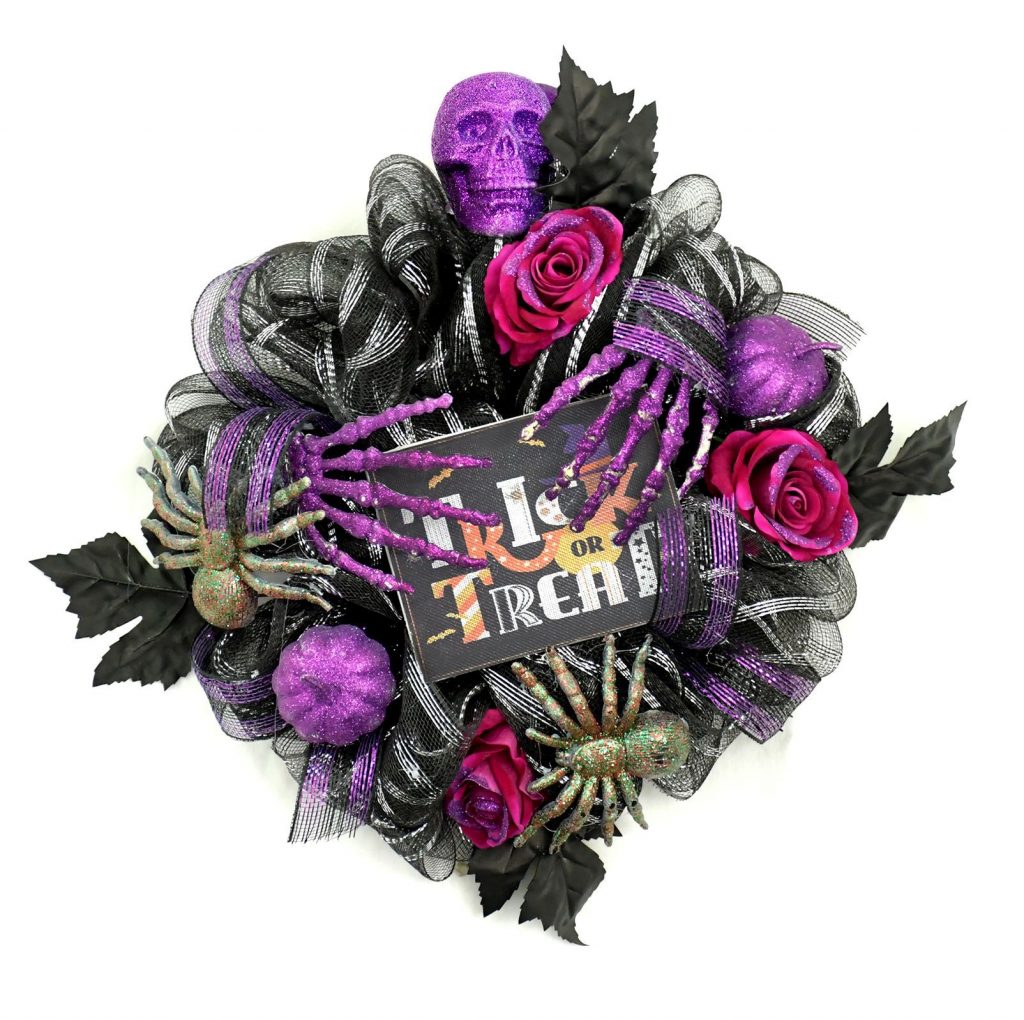 Halloween Wreath are made of PVC, plastic balls, foam flowers. Wreaths are used typically as household ornaments, most commonly as an Advent and Christmas decoration. The decorative elements of Halloween wreaths are as follows: skeleton, Witch Legs, ghosts, pumpkins, LED lights, witch hats, eyeballs, roses, ribbons, streamers,  spiders, spider webs, dead trees, decorative balls, bows, witch, silhouettes, candles, brooms, bones, snakes, pentagrams, Halloween tree garlands, crow, bat, black cat, maple leaf, jack-o'-lanterns, monster, mummy, gargoyles, demons, candy, etc. Leafhometrade specializes in providing wholesale customized halloween decorations.