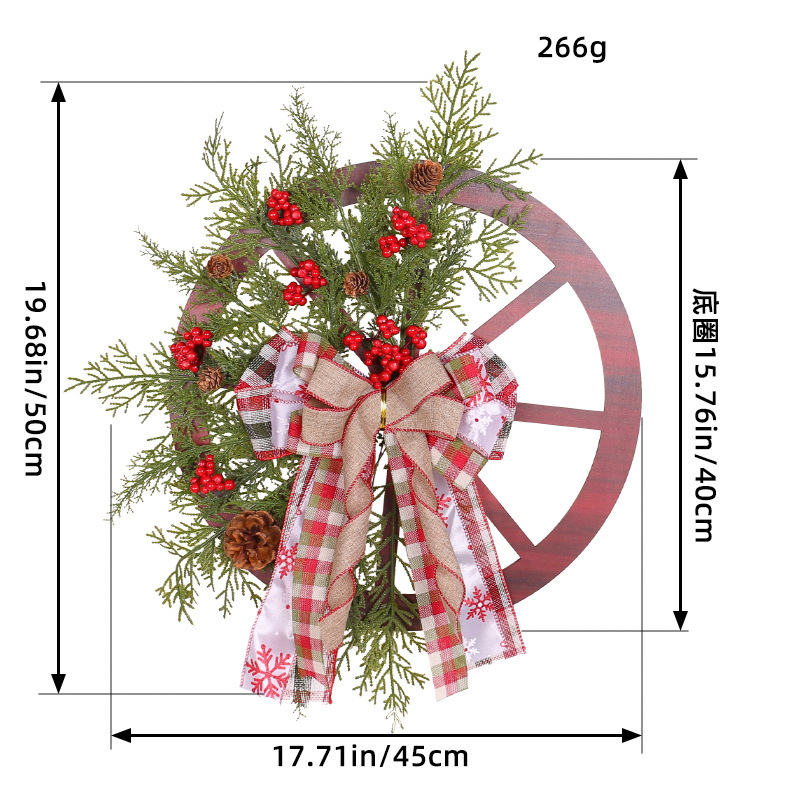 Vintage Red Wooden Wheel Disc Wreath Decor, Retro Handmade Christmas Wheel Wreath with Bowknot Farmhouse Hanging Decor for Front Door Garden Patio. Christmas is December 36th. This day is very important to Christians, celebrating the birth of Jesus Christ, the Son of God. Christmas is also a holiday for many non-Christian cultures around the world. Many people are busy preparing for Christmas celebrations, decorating their homes inside and outside. Essential Christmas Items：Wreaths, Stockings, Christmas tree, Christmas Lights, Candles, Ornaments, Garland, Mistletoe, Nativity Scene, Poinsettia, Tinsel, Angels, Bells, Christmas Village, Lawn Decoration, Reindeer, Tree, Tree Topper, Candy Canes, Christmas cards display, Cosy blankets and throws, Gift wrapping, Glowing lanterns, Christmas Villages, Pillows, Doormats, Christmas Tableware, Santa Claus, carriage toys, Tabletop Trees, Sleighs, Inflatable Snowman, stars, snow globes and angels etc. Leafhometrade specializes in providing wholesale custom Christmas decorations.