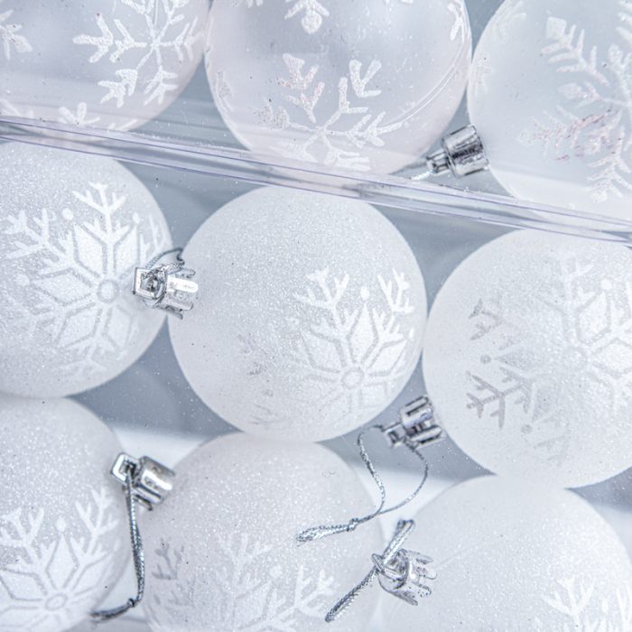 Christmas balls are assembled from round transparent balls and molding lines. The Christmas ball design is very creative.