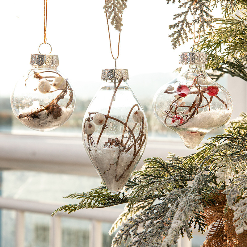 Christmas balls are assembled from round transparent balls and molding lines. The Christmas ball design is very creative.