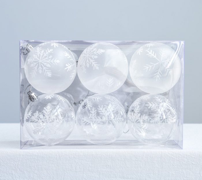 Christmas balls are assembled from round transparent balls and molding lines. The Christmas ball design is very creative.