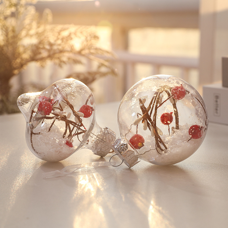 Christmas balls are assembled from round transparent balls and molding lines. The Christmas ball design is very creative.